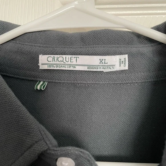 Criquet Organic Cotton Men's Long-Sleeve Polo - Charcoal Size XL EUC